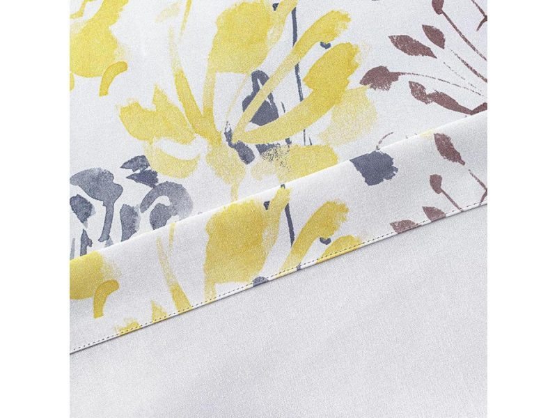 Window Treatments |  Driftaway Acacia Floral Blossom Watercolor Printed 100 Percent Blackout Room Darkening Thermal Insulated Grommet Window Curtains 2 Panels Each Size 52 Inch By 84 Inch Yellow Decor DriftAway