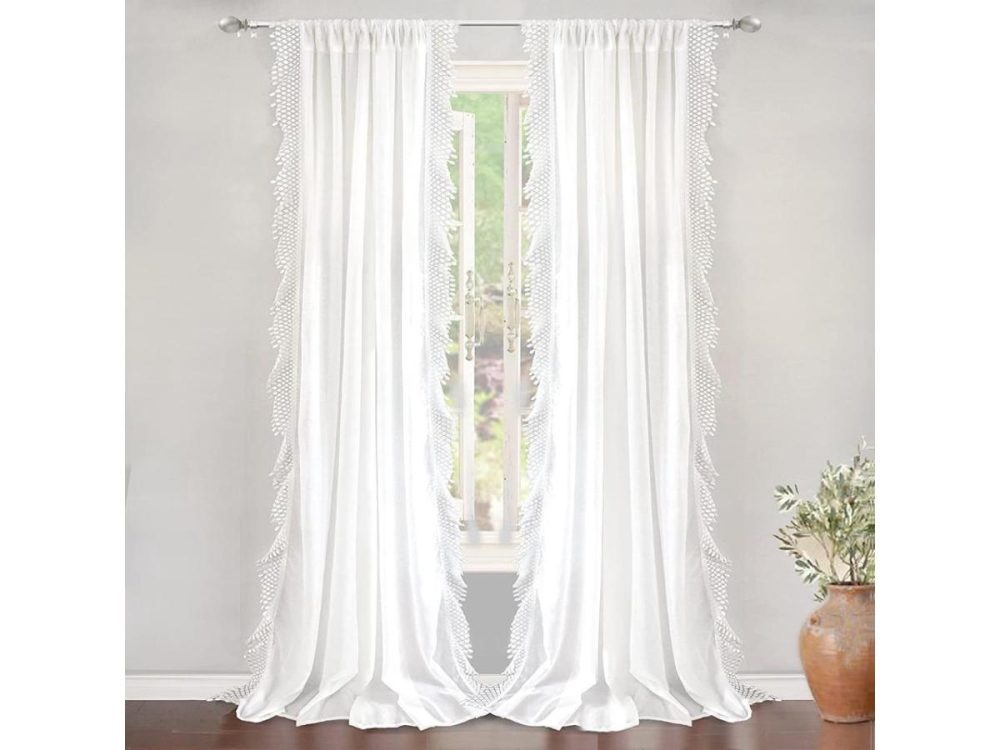 Window Treatments |  Driftaway Ava Lace And Crochet Trim Voile Sheer Window Curtains Rod Pocket 2 Panels Each 42 Inch By 84 Inch Off White Decor DriftAway