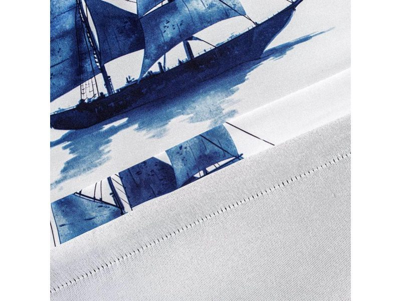 Window Treatments |  Driftaway Harbor Sailboat Ocean Print Blackout Thermal Insulated Window Curtain Valance Rod Pocket 52 Inch By 18 Inch Plus 2 Inch Header Navy Decor DriftAway