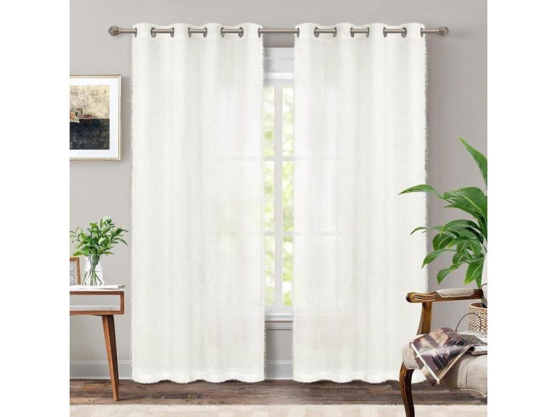 Window Treatments |  Driftaway Plush Semi Sheer Curtain Drapes For Living Room Bedroom 84 Inches Long Privacy Light Filtering Window Treatment 2 Panels Grommet 52 Inches By 84 Inches Creamy White Decor DriftAway