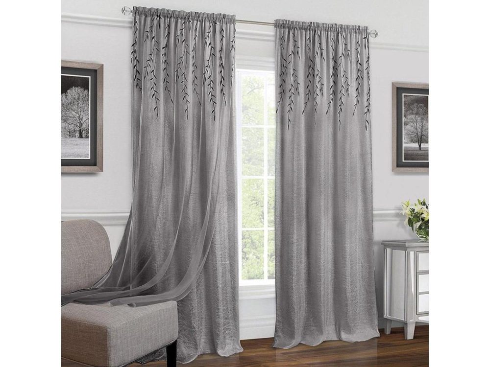 Window Treatments |  Willow Crushed Satin Double Layer Rod Pocket Panel, Grey, 42X63 Inches Decor Achim Importing Co. Inc.