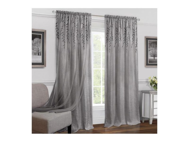 Window Treatments |  Willow Crushed Satin Double Layer Rod Pocket Panel, Grey, 42X84 Inches Decor Achim Importing Co. Inc.