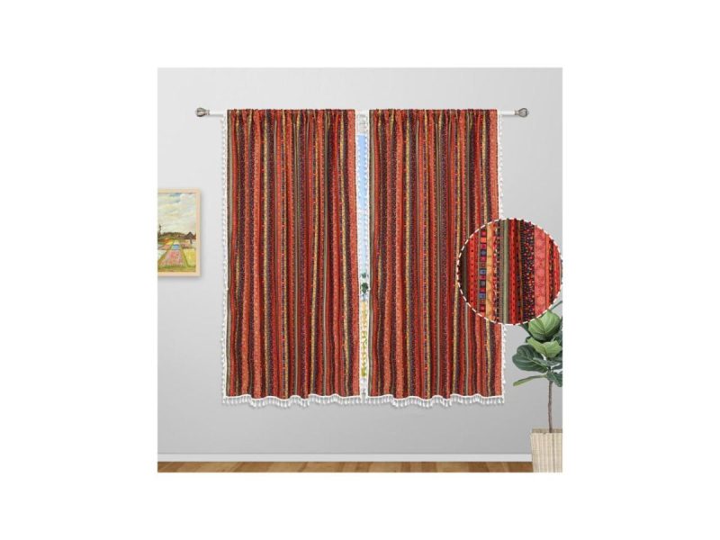 Window Treatments |  Zhh 52 X 63 Inch 2 Panels Colorful Striped Bohemian Curtains For Bathroom, Kitchen, Living Room, Bedroom Decor Window Treatments