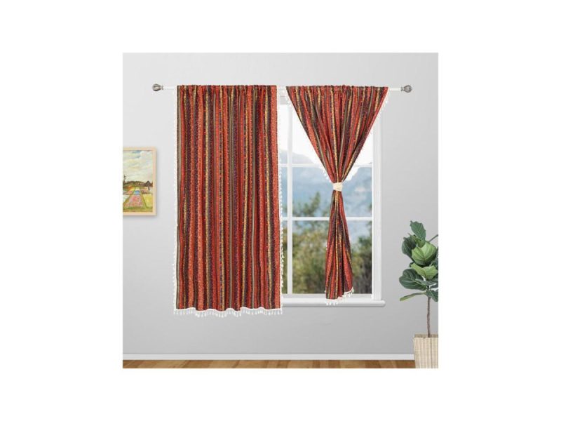 Window Treatments |  Zhh 52 X 63 Inch 2 Panels Colorful Striped Bohemian Curtains For Bathroom, Kitchen, Living Room, Bedroom Decor Window Treatments