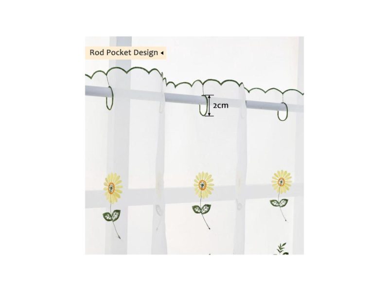 Window Treatments |  Zhh Handmade Daisy Floral Curtain Window Valance, One Panel, 70″W X 17″H, Yellow Decor Window Treatments