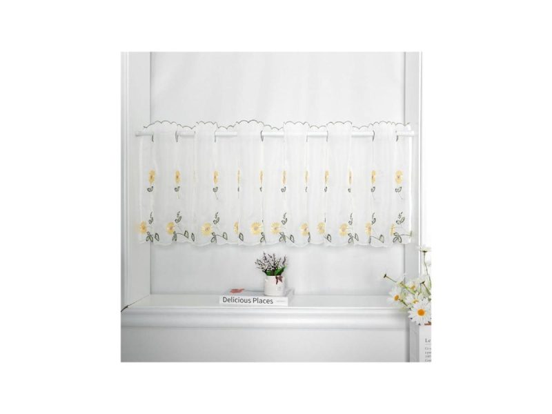 Window Treatments |  Zhh Handmade Daisy Floral Curtain Window Valance, One Panel, 70″W X 17″H, Yellow Decor Window Treatments