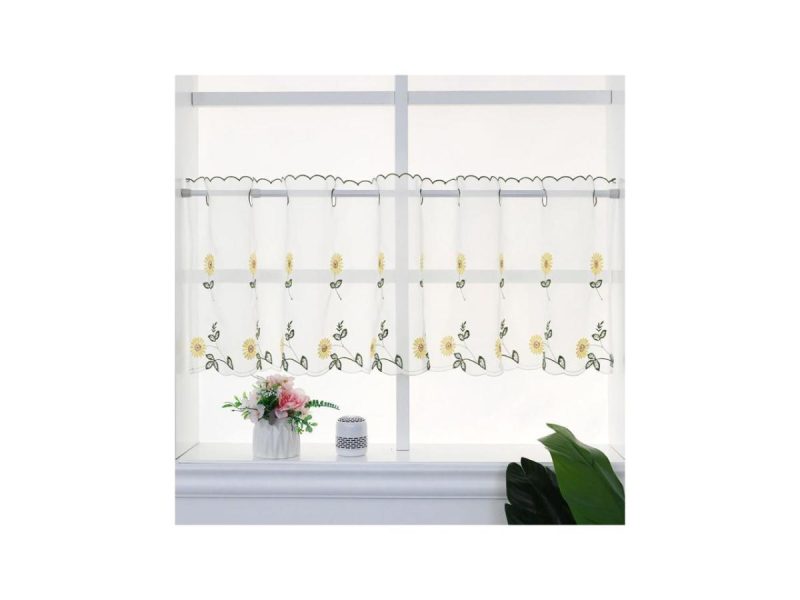 Window Treatments |  Zhh Handmade Daisy Floral Curtain Window Valance, One Panel, 70″W X 17″H, Yellow Decor Window Treatments