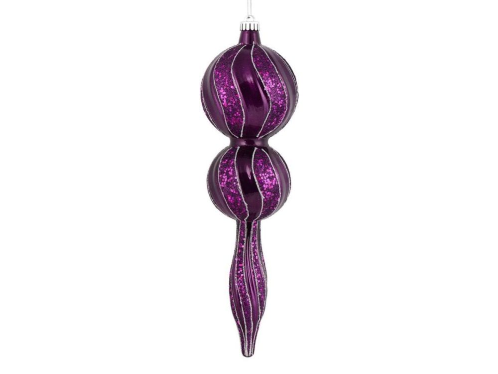 Holiday Decor |  16.5″ Plum Candy Glitter Finial Decor Holiday Decor