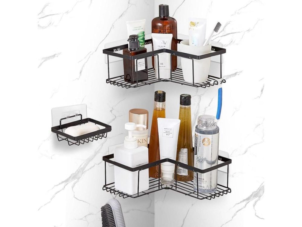 Holiday Decor |  Shower Caddy Strong Adhesive Shower Organizer Shelf Rustproof Wall Mounted Shower Rack For Bathroom Kitchen No Drilling Decor Barbie