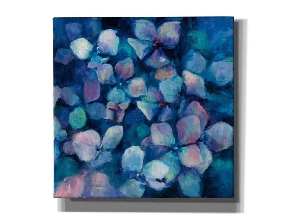 Home Accents |  Epic Graffiti Midnight Blue Hydrangeas By Marilyn Hageman Giclee Canvas Wall Art, 18″ X 18″ Decor Home Accents