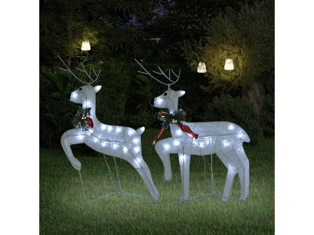 Holiday Decor |  Vidaxl Christmas Reindeers 2 Pcs Christmas Lighting Display With 40 Leds White Decor Holiday Decor