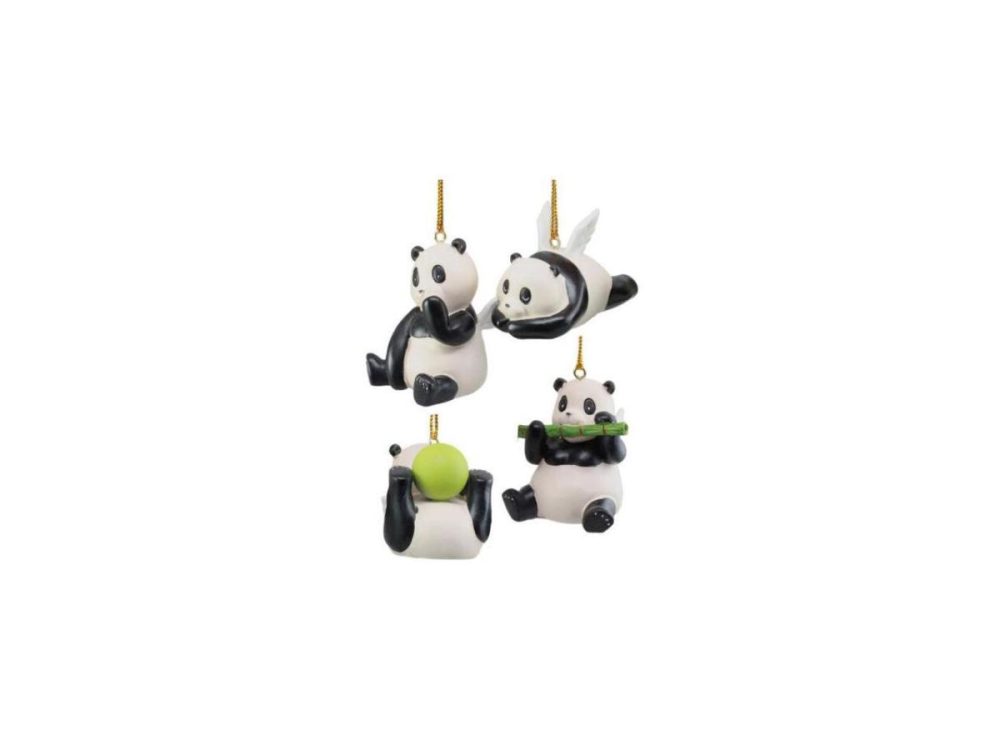 Home Accents |  Angel Winged Flying Pandas Hanging Ornament Set Of 4 Resin Decor Figurines Decor Ebros Gift