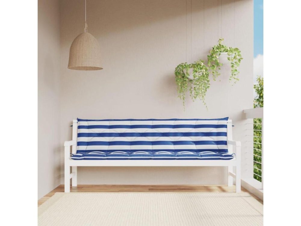 Home Textiles & Bedding |  Vidaxl Outdoor Cushion 2 Pcs Bench Cushion Blue And White Stripe Oxford Fabric Decor Home Textiles & Bedding