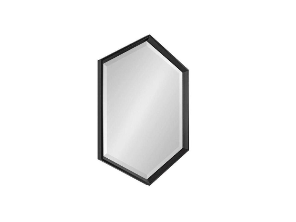 Mirrors |  Modern Hexagon Wall Mirror, 22 X 31, Black, Chic Indie Room Decor For Wall Decor Mirrors